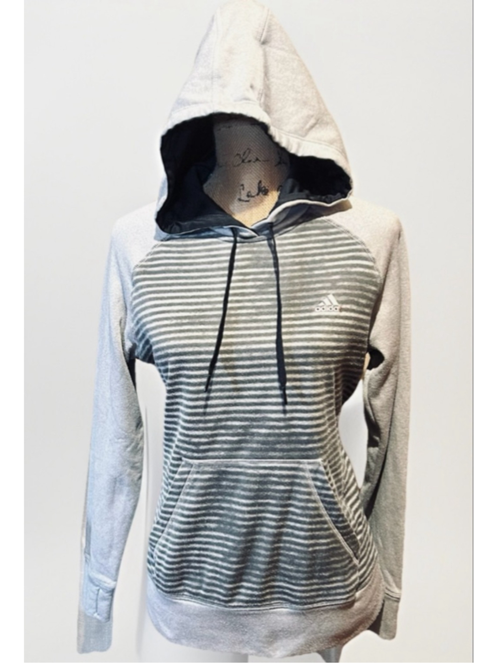 Women's Adidas Gray Striped Ultimate Hoodie M